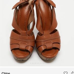 Chloé Tan Leather Wedges